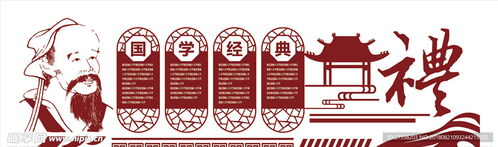 中国古典花纹微立体学校德育文化设计图
